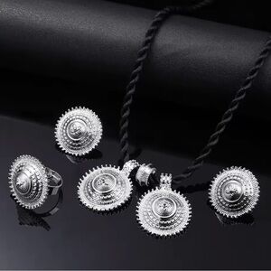 Silver Jewelry Set with Necklace and Earrings